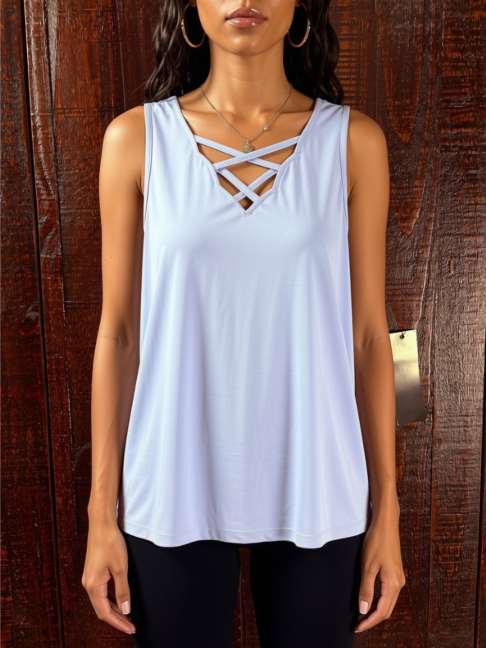 One Hart Blue Criss-cross front Drapey Modal Tank Top NWT MEDIUM